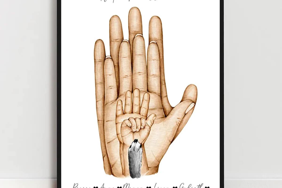 Affiche personnalisée famille avec les mains