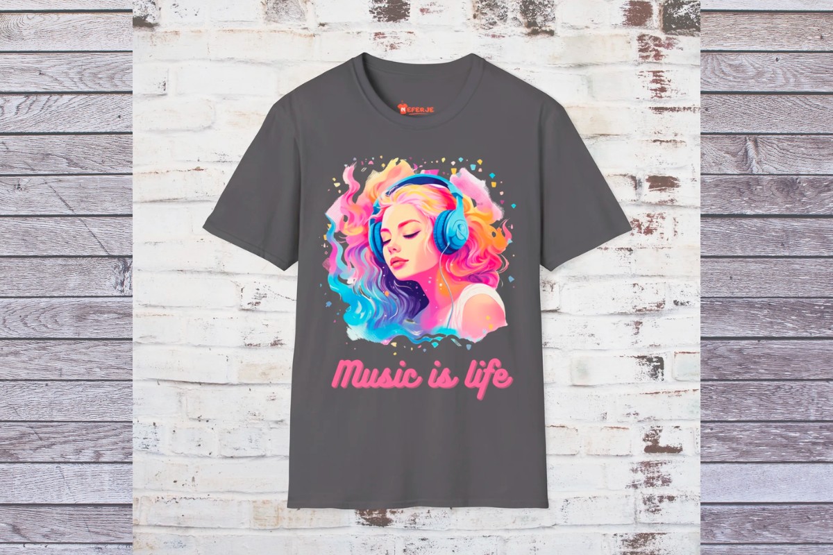 T-shirt imprimé personnalisé unisexe Music is Life