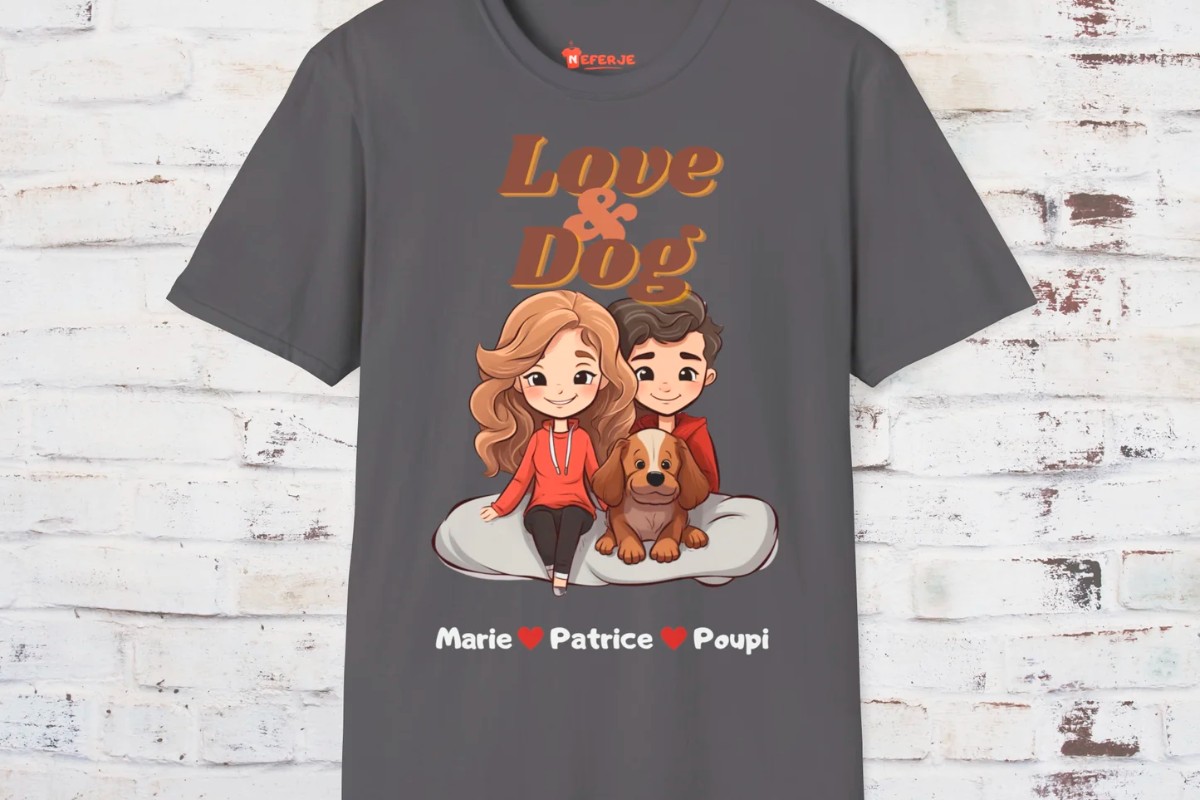 T-shirt personnalisé unisexe Love & Dog